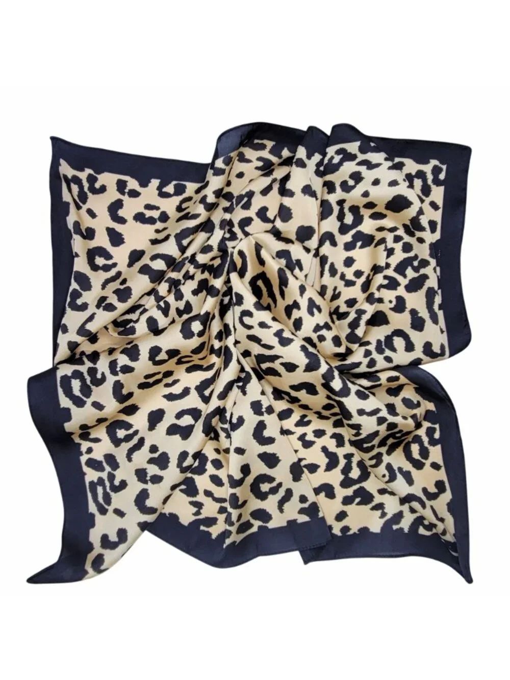 ✨Elegant Bandana Square Scarf Silky Satin Cheetah Print Leopard Head Neck New